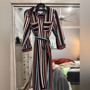 Versona Long Sleeve Striped Dress with Belt